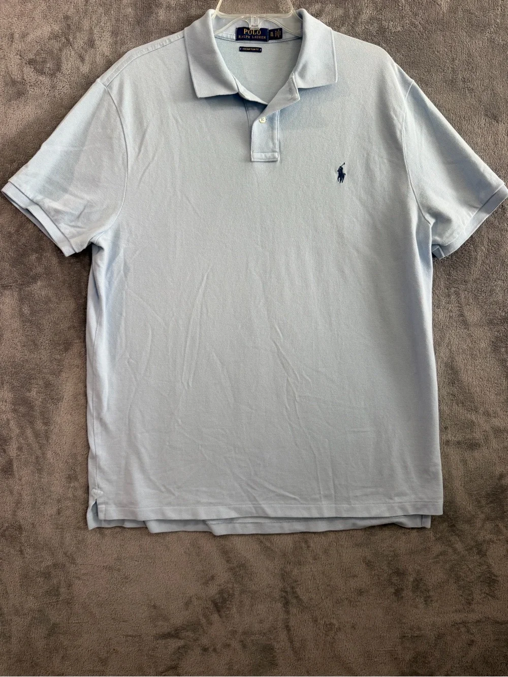Polo Ralph Lauren Men’s XL Custom Slim Fit Light Blue Pony Logo Polo Shirt